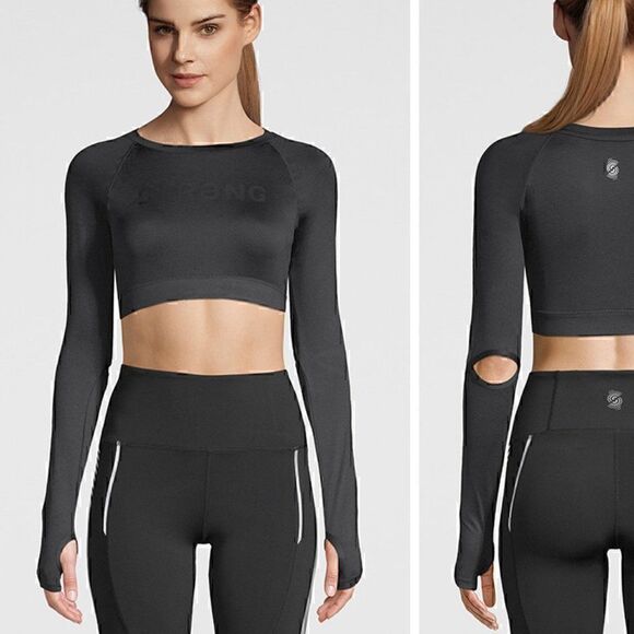 M NWT STRONG ZUMBA LONG SLEEVE CUT OUT CROP TOP NWT - Picture 1 of 10